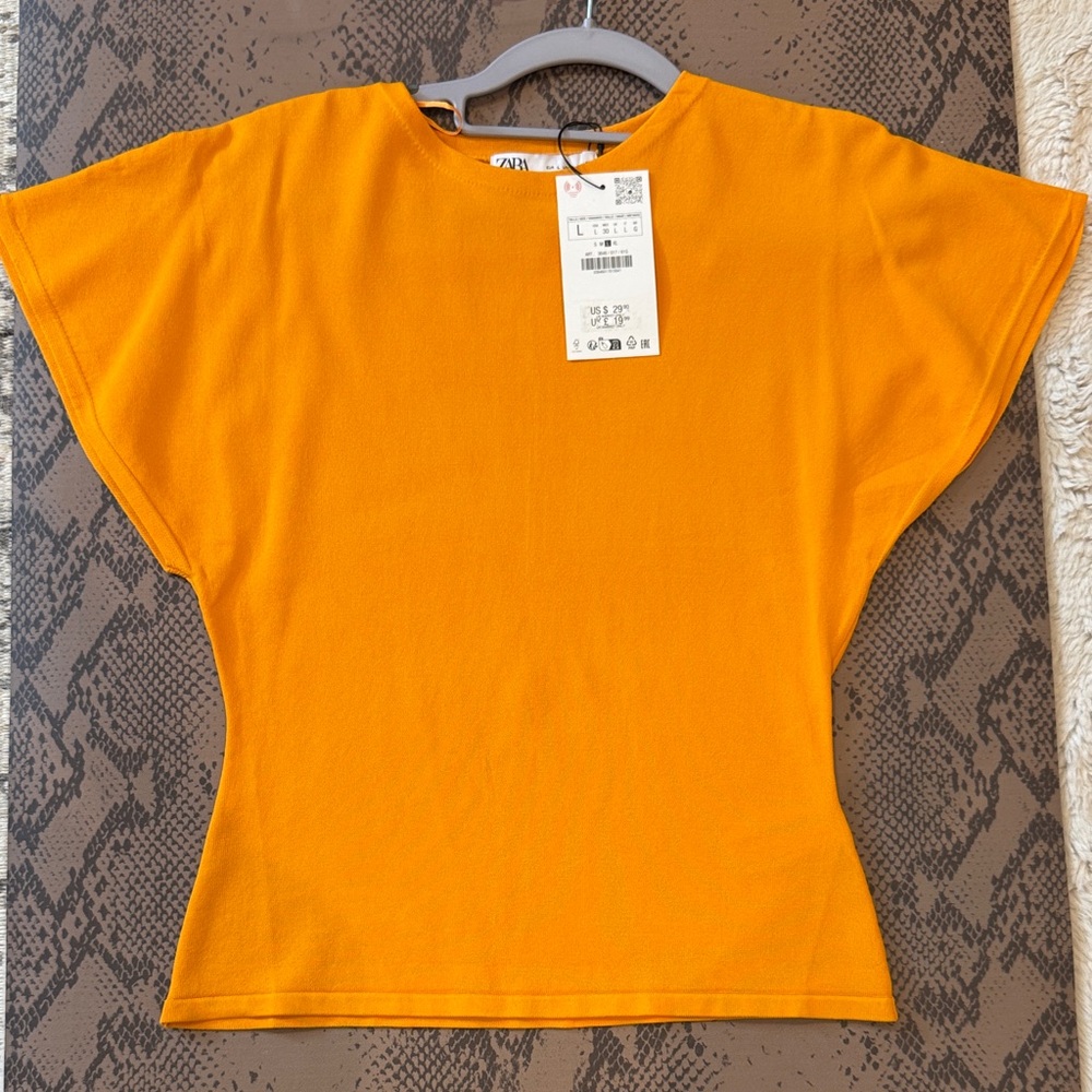Zara Vibrant Orange Short Sleeve Top
